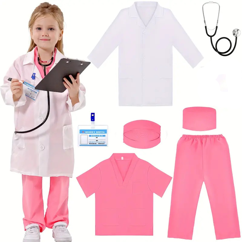 Lab Coat Medical - 7PCS Kinder Arzt Krankenschwester Cosplay Outfit