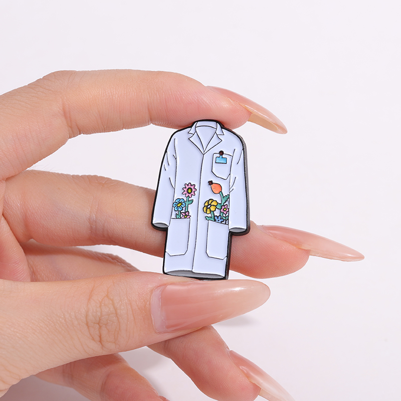 Florale Laborkittel-Emaille-An – Medical Lab Logo Bewertung und Preis