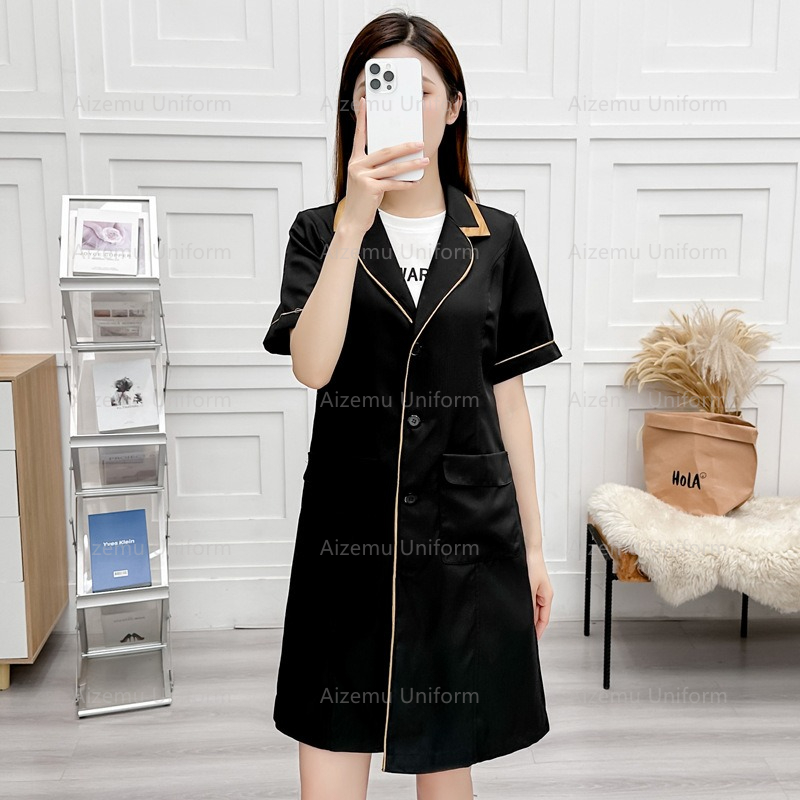 Schwarze Schönheitsuniform mit – Lab Coat Medical Bewertung und Preis